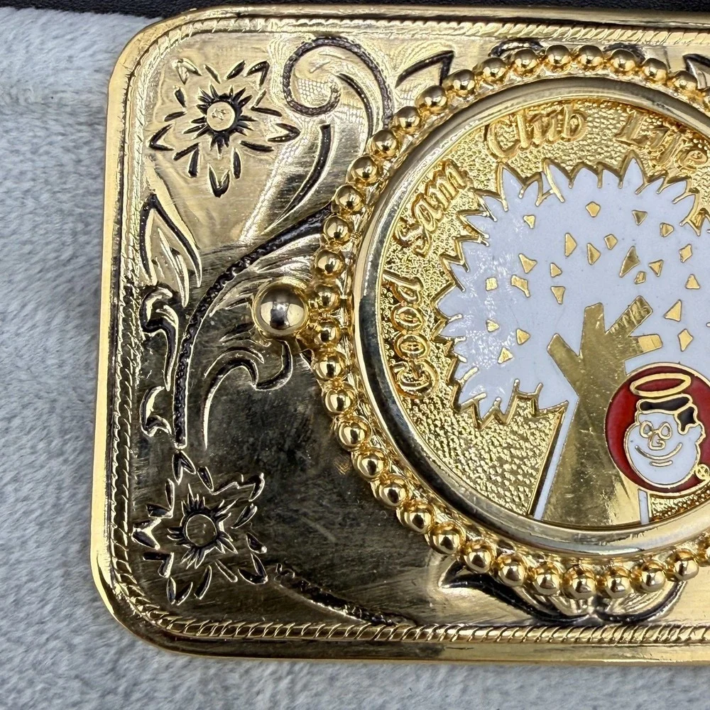 Vintage Good Sam Club Life Member Belt Buckle Enamel‎ Gold Tone